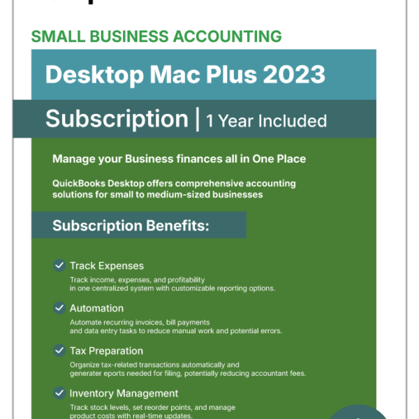 QuickBooks Desktop Mac Plus 2023 – 1 Year Subscription